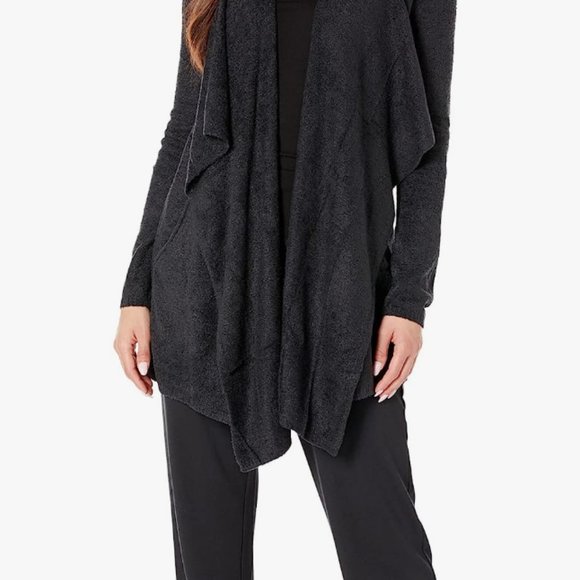 Barefoot Dreams Bamboo Chic Lite Island Wrap Cardigan Sweater Black L/XL - Picture 13 of 13